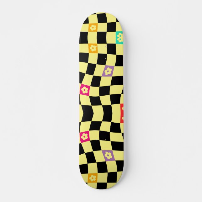 Skate Quadro de controlo do Groovy Daisy Floral, Y2K 90s (Frente)