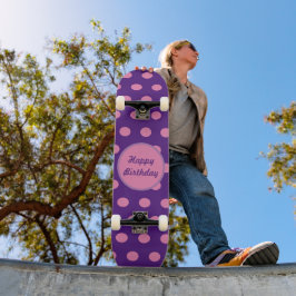Skate Quadro Feliz de Aniversário (Púrpura e Rosa)