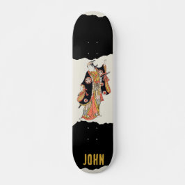 Skate Quadro negro Samurai japonês