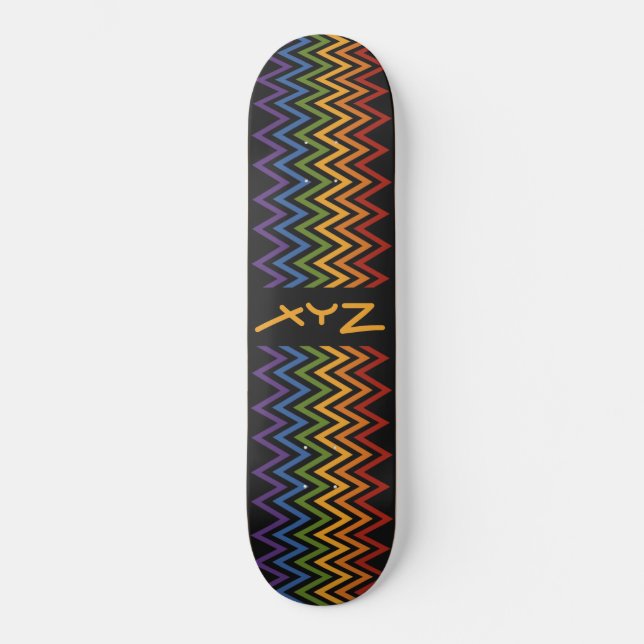 Skate Quadro personalizado do padrão Rainbow Chevron (Frente)