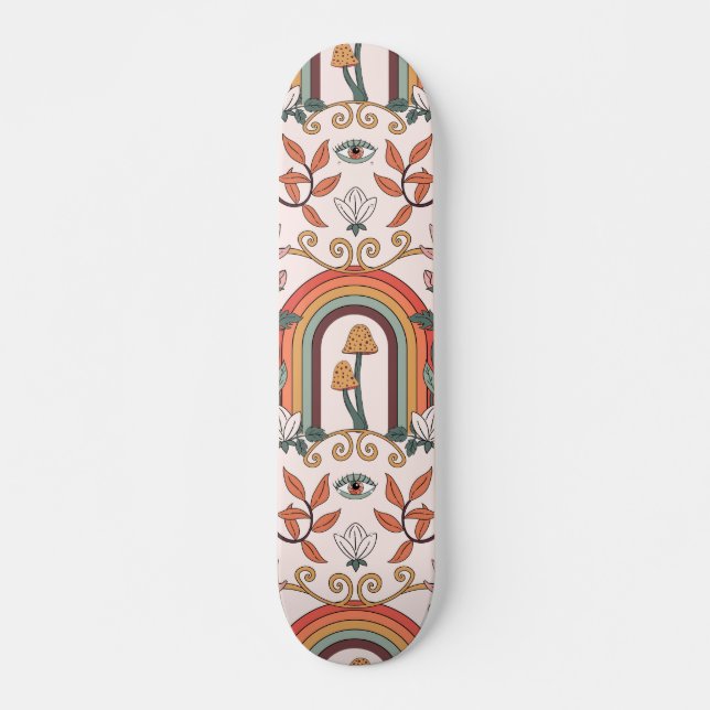 Skate Rainbow e Mushroom Art Noveau Pattern (Frente)