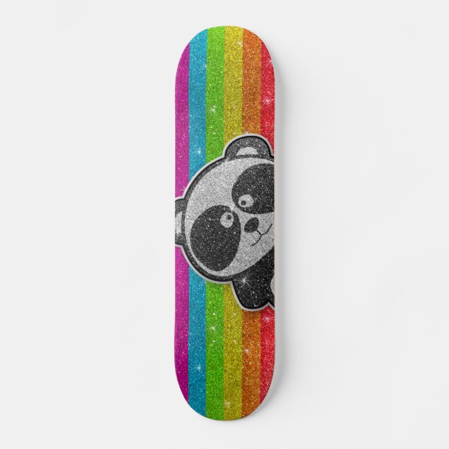 Skate Rainbow Glitter Sparkly Black White Panda Sparkle (Frente)
