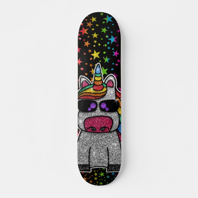 Skate Rainbow Glitter Unicorn Sparkle Stars Sk8r (Frente)