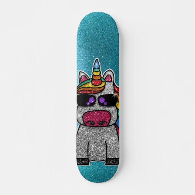 Skate Rainbow Glitter Unicorn Sparkles Blue Sk8r (Frente)