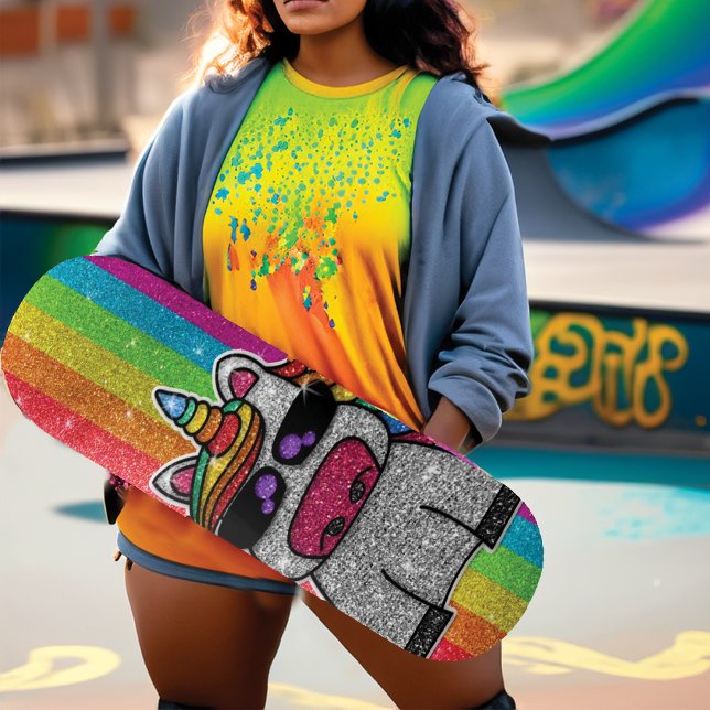 Skate Rainbow Glitter Unicorn Sparkles Dourados Sparkles (Criador carregado)