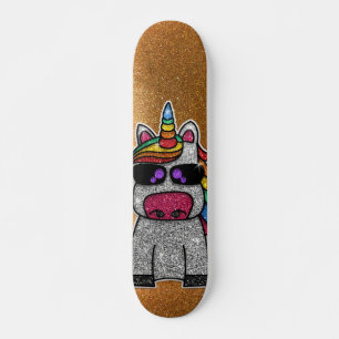 Skate Rainbow Glitter Unicorn Sparkles Dourados Sparkles