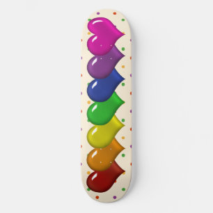 Skate Rainbow Hearts and Bolinhas Girls Skatedeck
