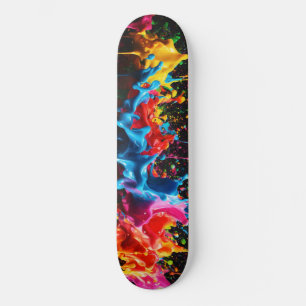 Skate Rainbow Neon Paint Splash Design