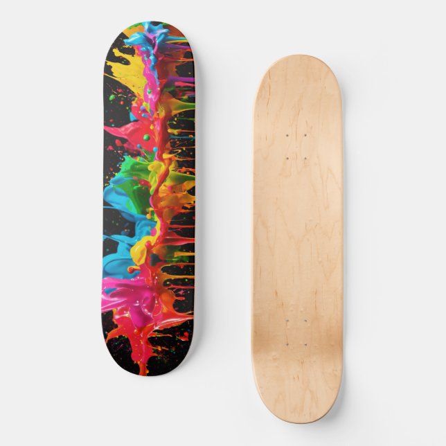 Skate Rainbow Neon Paint Splash Design (Frente)