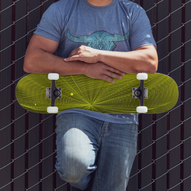Skate Raios de verde elétrico psicodélico (Ao ar livre 3)
