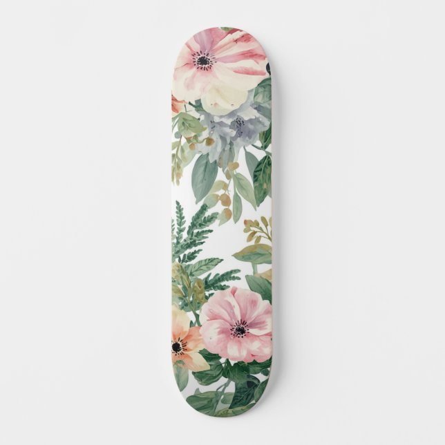 Skate Ramalhete Botânico Aquarela Folhas de Eucalipto (Frente)