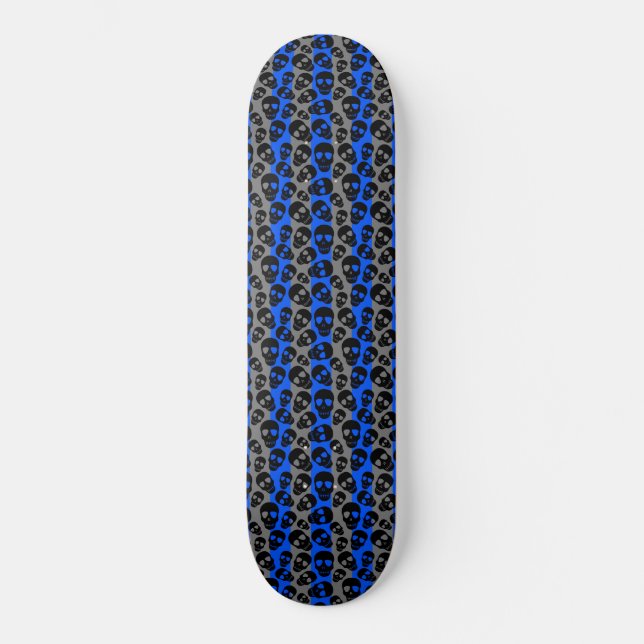 Skate Random Skulls Blue Gray Stripes (Frente)