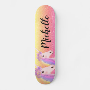 Skate Rapariga Unicorn Rainbow Glitter Personalizado Kid