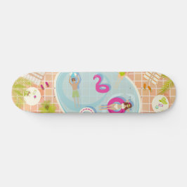 Skate Raparigas Bikini e caras jogando piscina de nataçã
