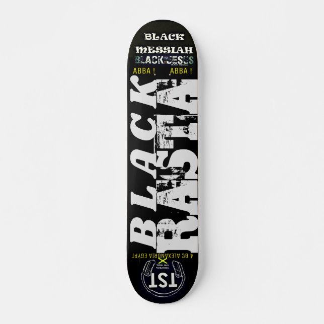 skate RASTA PRETO, deck de 7 ¾" (Frente)