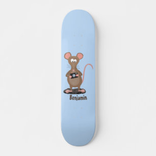 Skate Rato engraçado com ilustração de desenho animado c