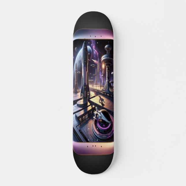 Skate "Raygun Gothic Futurist Cityscape Deck" (Frente)