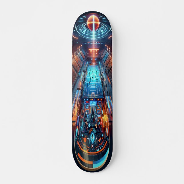 Skate "Raygun Gothic Futurística Sports Arena Deck" (Frente)