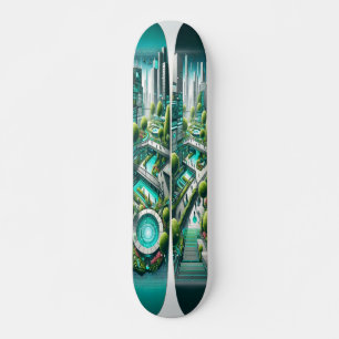 Skate "Raygun Gothic Futurística Urbana Deck"