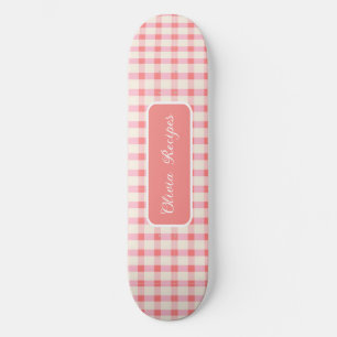 Skate Receitas de Gingham Rosa Bege Xadrez Fofo Feminino