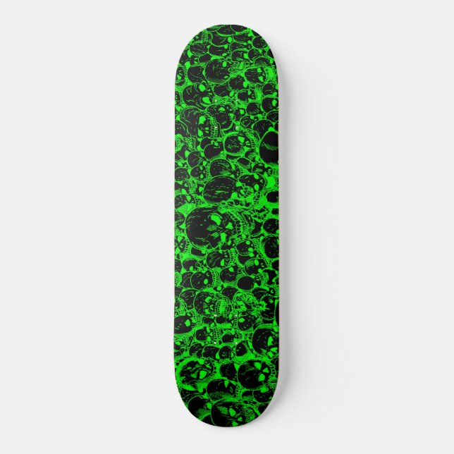 Skate Recolha de crânios preto e verde (Frente)