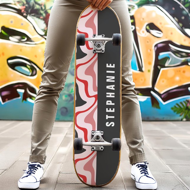 Skate Red And Black Retro Moderno Redemoinho Mármore Abs (Criador carregado)