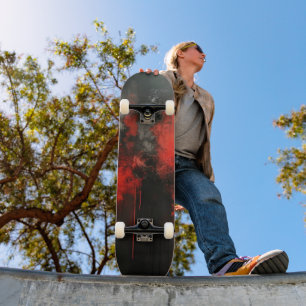 Skate Red Black Abstrato Art