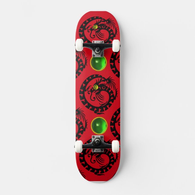 Skate RED BLACK SNAKE  DRAGON ,Green Emerald (Frente)