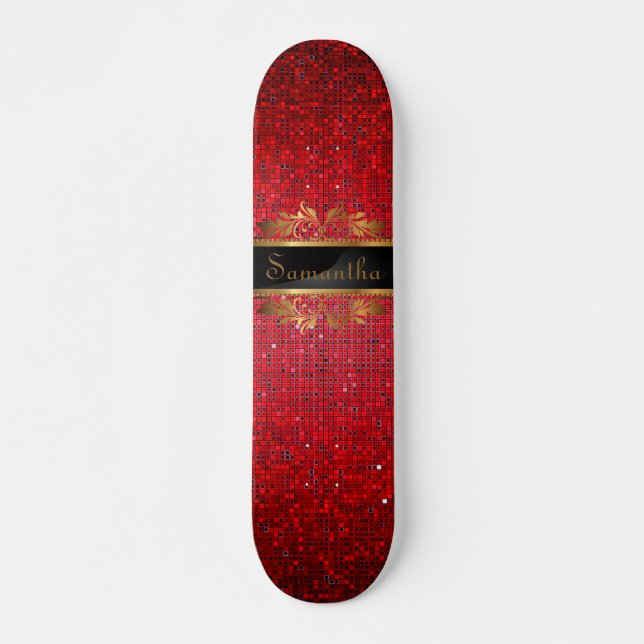 Skate Red Glitter Sequin Disco - Quadro Escolar Antigo (Frente)