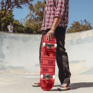 Skate Red Native Patterno Étnico Tribe Boho Cultura