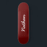 Skate Red Personalizável<br><div class="desc">Skateboard Personalizável Vermelho. Um skate elegante,  negro e modesto. Personalize com um nome próprio. Faça um presente divertido para você mesmo ou um presente de aniversário para alguém que você ama.</div>