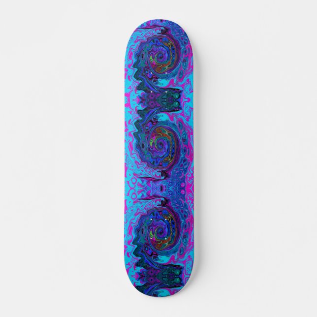 Skate Redemoinho Abstrato Retro Azul e Roxo Groovy (Frente)