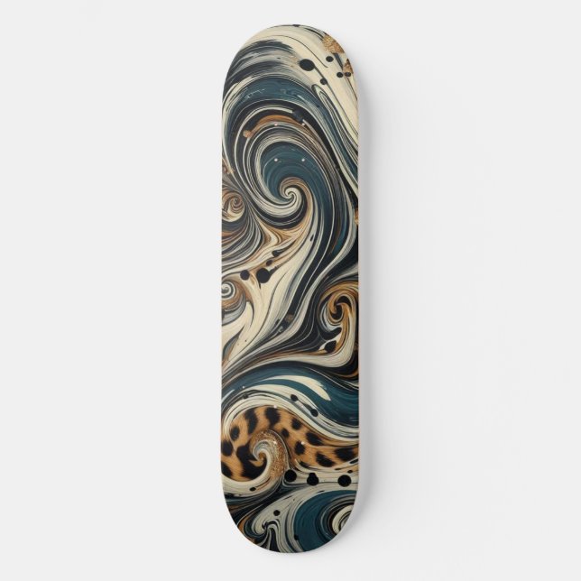 Skate Redemoinho de Impressão de Leopardo Abstrato (Frente)