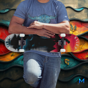 Skate Reflexão Surreal da Montanha - design de mistura o