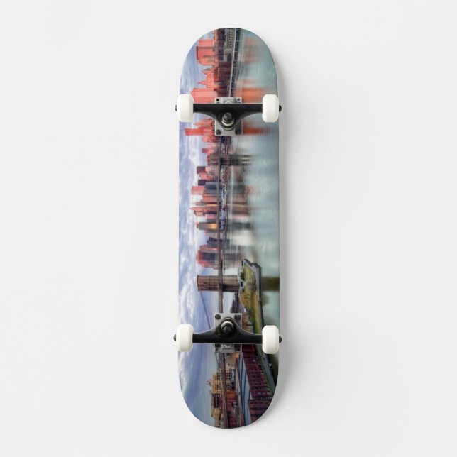 Skate Reflexões lindos da opinião e da cidade da manhã (Frente)
