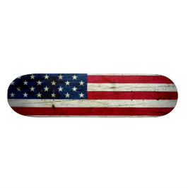 Skate Refrigere a madeira afligida da bandeira americana