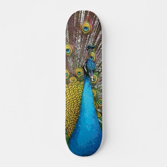Skate Regal Peacock com Azul Teal e Penas Douradas (Frente)