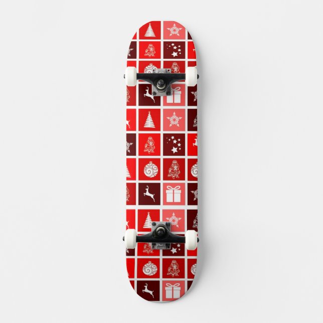 Skate Reindeer de Árvore Fresca de Natal Vermelho (Frente)