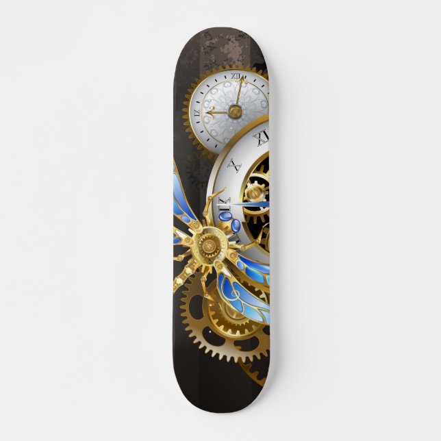Skate Relógio Steampunk com Dragonfly Mecânica (Frente)