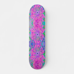 Skate Resfriar Arte Arty Rosa Azul e Roxo Flor de Dahlia