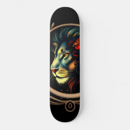 Skate Retrato da cabeça de leão estilizado em Mandala