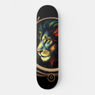 Skate Retrato da cabeça de leão estilizado em Mandala