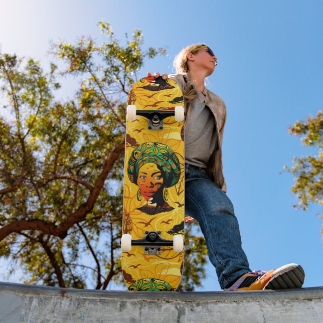 Skate Retrato de Mulher Africana com Sunset (Ao ar livre 1)