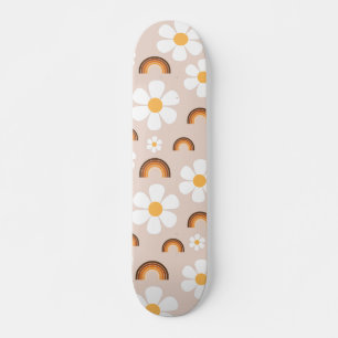 Skate Retro 70s Groovy Hippie Daisy & Terracotta Rainbow