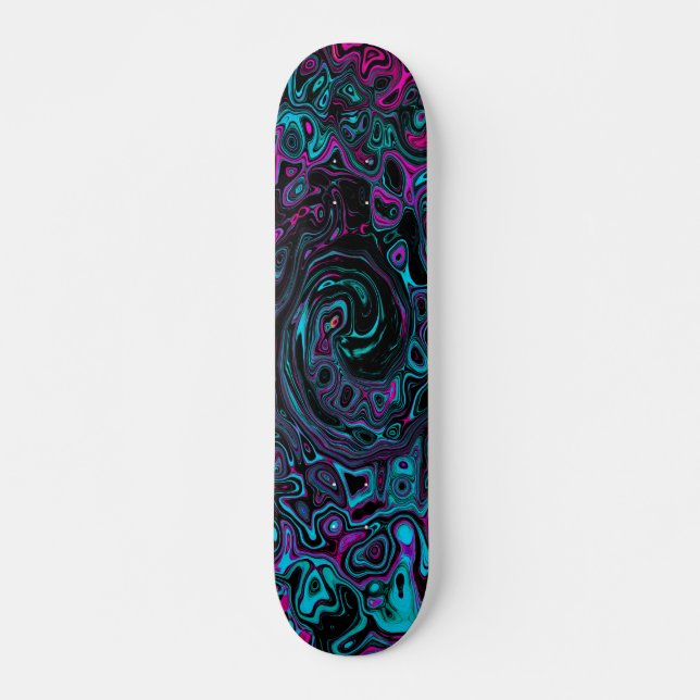 Skate Retro Aqua Magenta e Abstrato preto (Frente)
