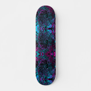 Skate Retro Aqua Magenta e Abstrato preto