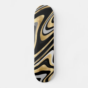 Skate Retro Black Dourado Wavy Lines Modern Design