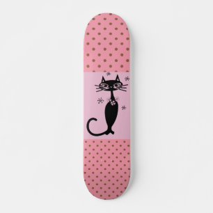 SKATE RETRO DE GATO NEGRO, GAROTAS DE PINCO DE SKATEBOAR