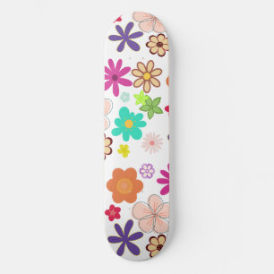 Skate Retro Floral T-Shirt – Colorful Groovy Flowers Des