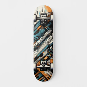 Skate Retro-Futurista de Arte de Rua Tech 4